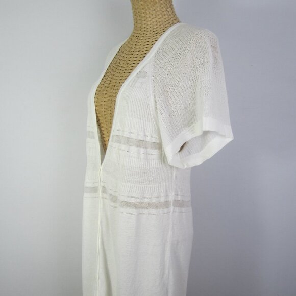 Banana Republic Women XL White SS Cotton Blend Empire Waist Cardigan Lace Detail - Picture 7 of 9